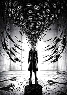 Surreal Man with Mouth Tornado