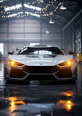 White Sports Car in Garage