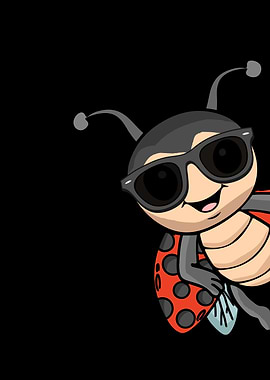 Cool Cartoon Ladybug with Sunglasses