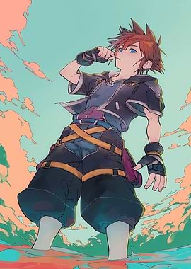 Kingdom Hearts Sora Anime Style