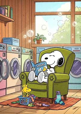 Snoopy and Woodstock in Laundry Room