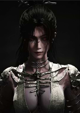 Dark Fantasy Woman with Red Eyes