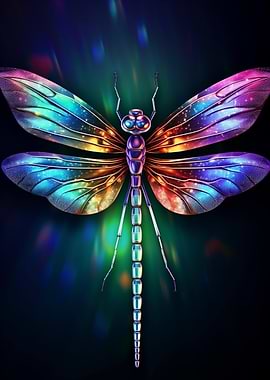 Colorful Dragonfly with Galaxy Wings