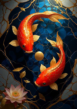 Koi Fish Yin Yang Art