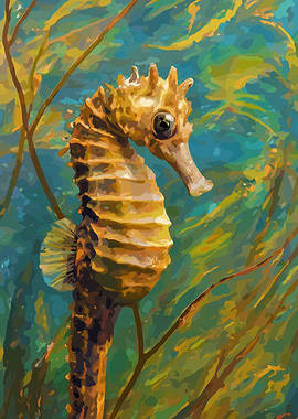 Seahorse in the Seaweed Painting