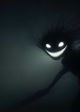 Creepy Shadow Figure with Glowing Eyes