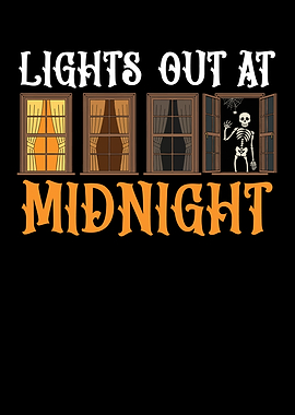 Lights Out at Midnight Halloween Graphic