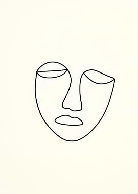 Minimalist Line Art Mythical Face Portrait