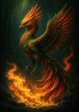 Phoenix Rising from Flames