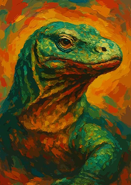 Komodo Dragon Painting Art