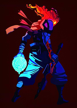 Dead Cells Character with Flaming Head
