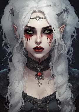 Fantasy Elf Portrait with Blood Tears