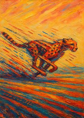 Running Cheetah Painting