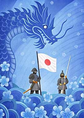 Japanese Dragon Samurai Flag
