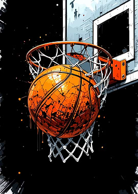 Basketball Through Hoop Digital Art