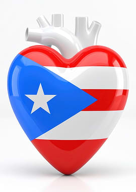 Puerto Rico Flag Heart Anatomy