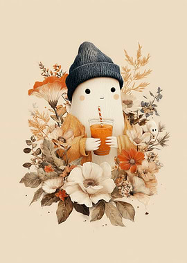 Halloween Ghost Pumpkin Spice Latte