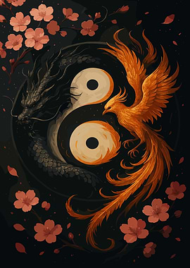 Dragon and Phoenix Yin Yang Art