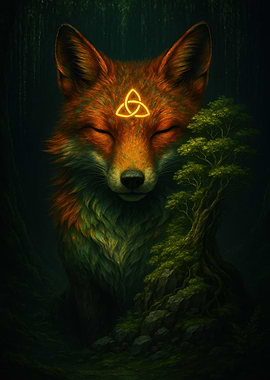 Mystical Fox with Celtic Symbol