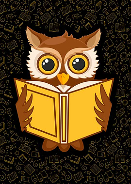 Cartoon Owl Reading a Book