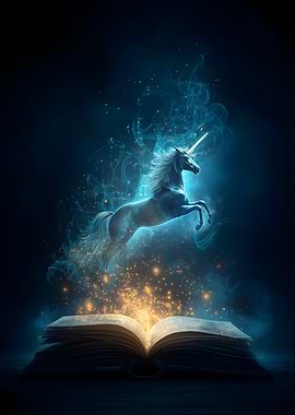 Unicorn Emerging from Book