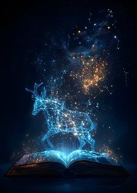 Constellation Deer Emerging from Book