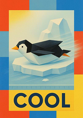 Cool Penguin on Iceberg Illustration