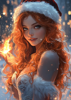 Christmas Girl with Fire