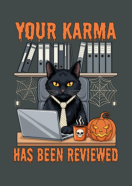 Karma Reviewed: Halloween Cat Office Scene