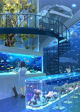 Aquatic Museum with Girl and Animals