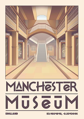 Manchester Museum England Art Deco Poster