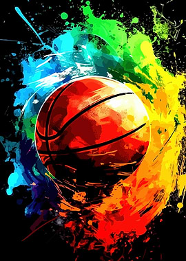 Colorful Basketball Splash Art