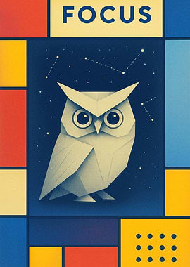 Geometric Owl Focus Art