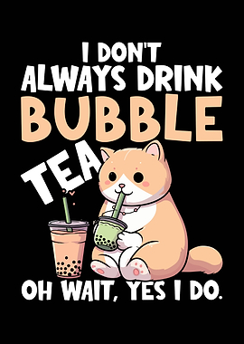 Cat Drinking Bubble Tea