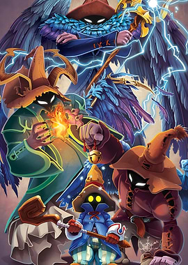 Final Fantasy Black Mage Group Illustration