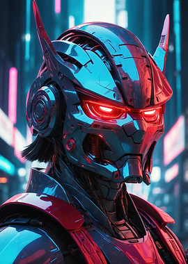 Cyberpunk Samurai Robot Portrait