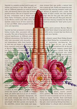 Lipstick and Flowers on Text Background
