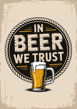 In Beer We Trust Vintage Poster