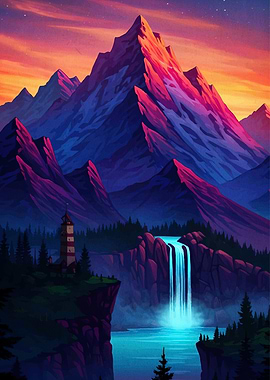 Mountain Landscape Lighthouse