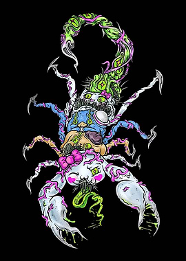 Creepy Hello Kitty Scorpion Illustration