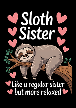 Sloth Sister Cartoon Illustration