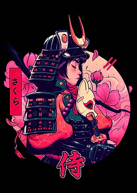 Female Samurai with Mask and Sword