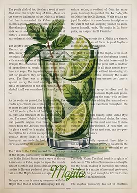 Mojito Cocktail on Text Background