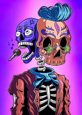 Singing Skeleton with Star Glasses