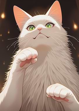 White Cat with Green Eyes