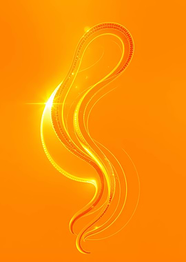 Abstract Orange Glowing Ribbon Design