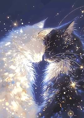 Yin Yang Cats with Stars