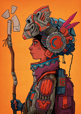 Aztec Warrior Digital Art Portrait