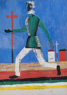 Abstract Figure with Crosses Painting