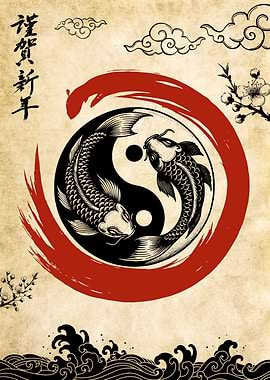 Yin Yang Koi Fish Art